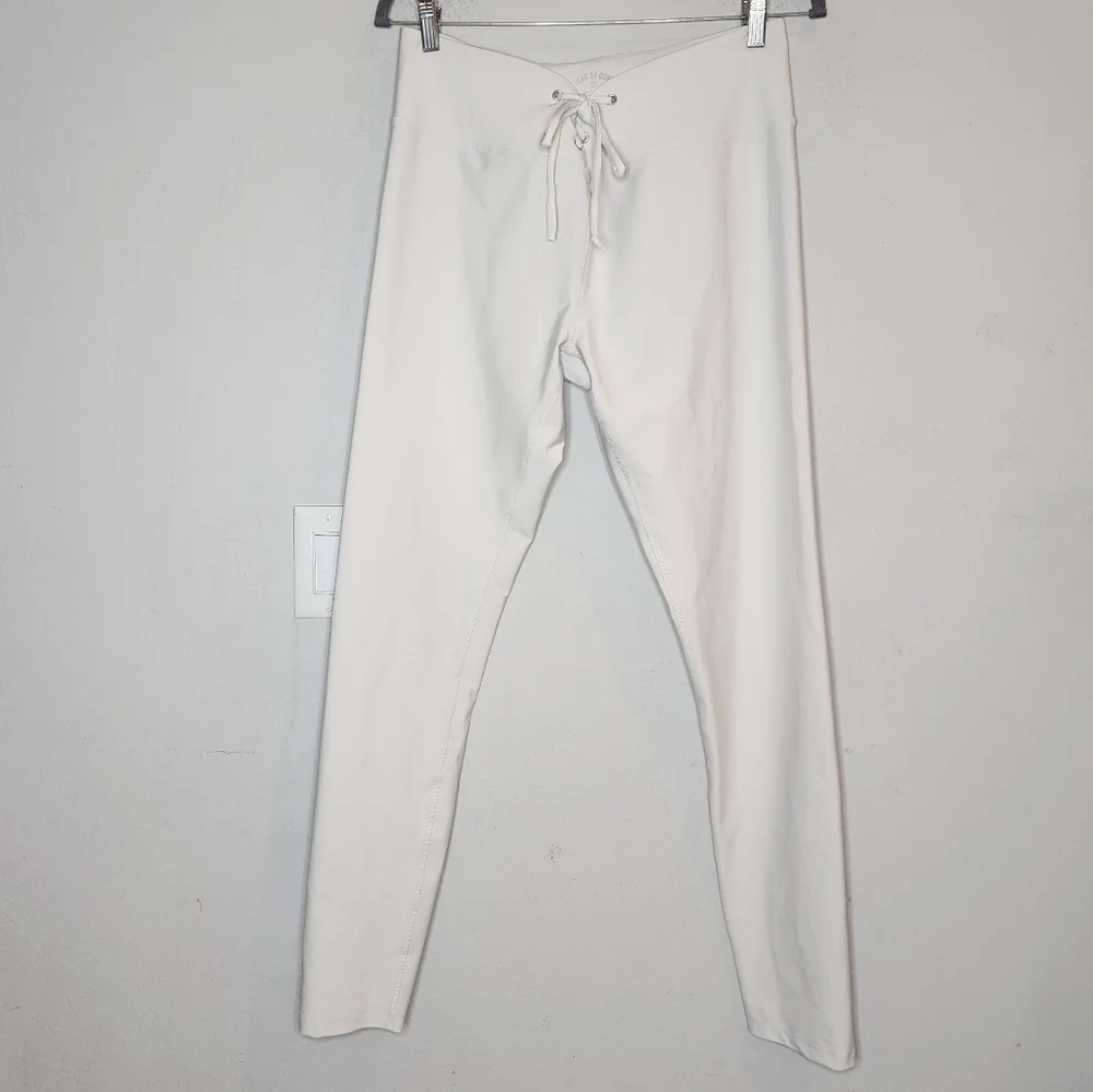 Year Of Ours Bone White Leggings Lace Up Front Ties Size XL Off White Revolve - Picture 7 of 15